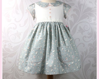 Toddler Girl Floral Print Dress, Peter Pan Collar, Party Dress (24 Months/2T)