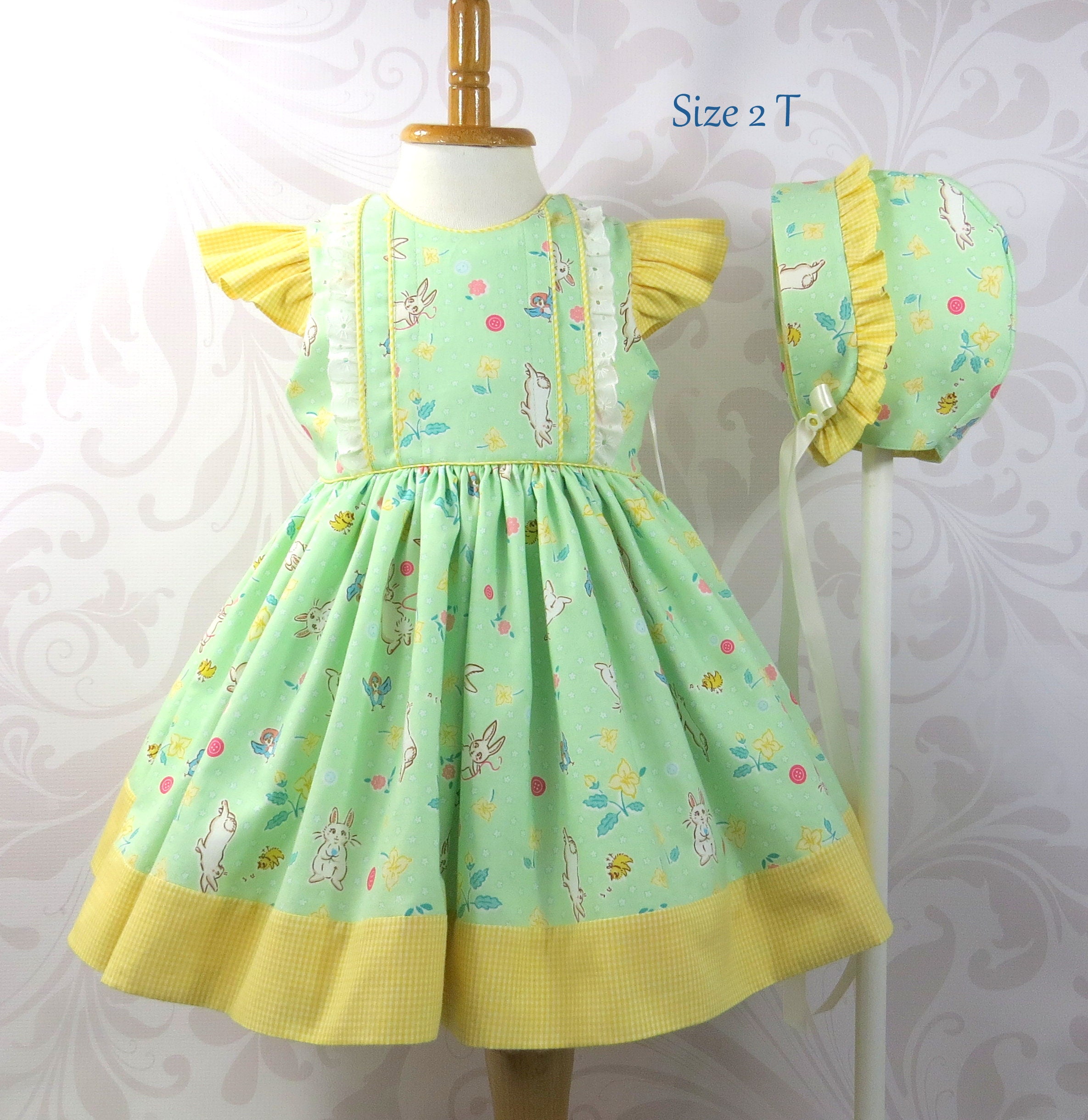 Toddler Girl Easter Dress: Vintage Mint Green Bunny Print, Size 2T - Etsy
