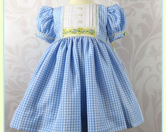 Infant Girl Dress, Leno Weave Blue Gingham, Size 12 Months, Easter, Birthday, Baby Gift