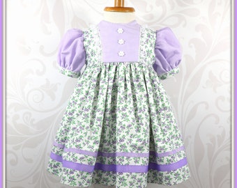 Lavender Floral Infant Girl Dress: Handmade Party Dress (9-12 Months)