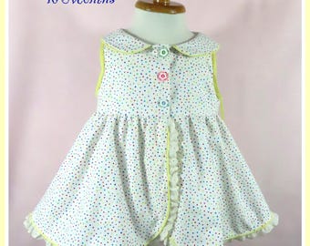 Completo prendisole e pantaloncini a palloncino per bambina, a pois, 12-18 mesi