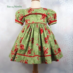 Green and Red Christmas Dress, Candy Cane Dress, Toddler Girl Dress, Size 24 Months, Vintage Inspired, Fully Lined
