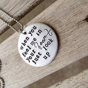 Personalized Memorial Necklace, In Remembrance Necklace, when you feel me in your heart just look up necklace