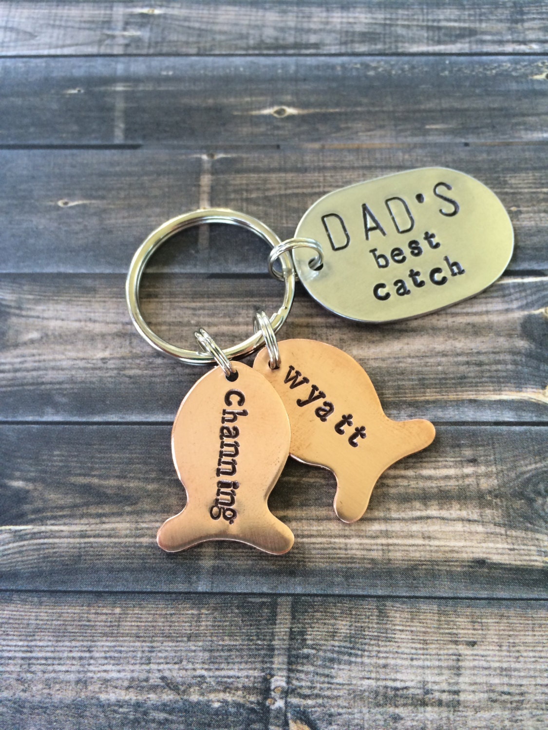 Daddy Keychain Father's Day Gift Dads Best Catch Etsy