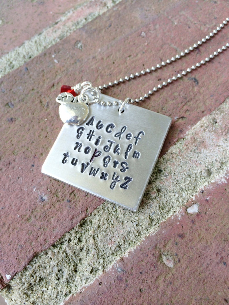 Abc Necklace Alphabet Necklace Preschool Teacher Gift - Etsy