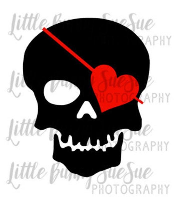 Download Valentine Skull Skull With Heart Eye Patch Boy Svg Png Dxf Etsy