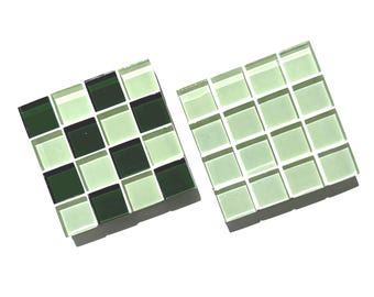 Glass Tile Coaster – Checkered Green Drink & Beverage Coaster, Handmade birthday gifts for friends,  Hostess Gift