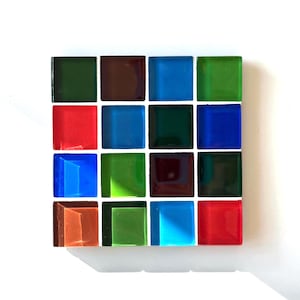 Glass Tile Drink Coaster, Mosaic Colorful Handmade Beverage Coaster