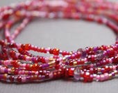 Pink Seed Bead and Amethyst Stretch Bracelet Necklace