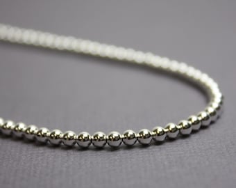 3mm Sterling Silver Bead Necklace Strand