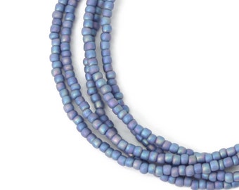 Soft Blue Seed Bead Necklace, Thin 1.5mm Single Strand Blue Beaded Necklace, Made to Order Long to Choker
