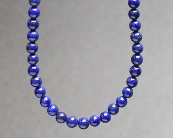 4mm Lapis Lazuli Bead Necklace Strand with Sterling Silver or Gold Filled Clasp, Genuine Lapis Necklace