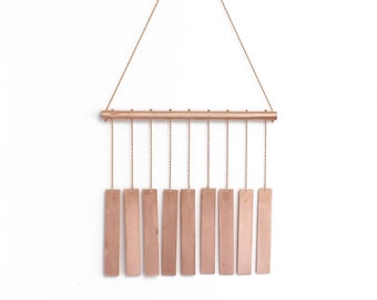 Copper Wind Chime with Rectangles, Copper Mobiles, Hanging Mobile, Copper Art, Garden Art, 7 Year Anniversary Gift, Garden Patio Decor