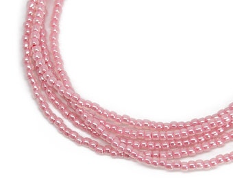 Impatiens Pink Seed Bead Necklace, Thin 1.5mm Single Strand