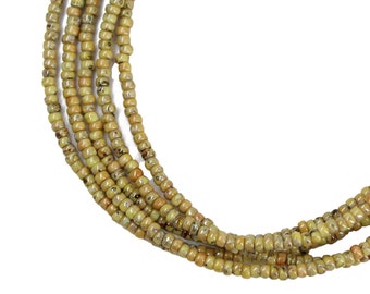 Tan Picasso Seed Bead Necklace, Thin 1.5mm Single Strand