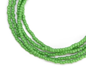 Mint Green Seed Bead Necklace, Thin 1.5mm Single Strand