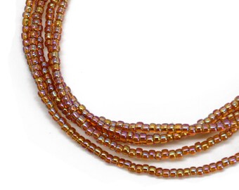 Rainbow Topaz Seed Bead Necklace, Thin 1.5mm Single Strand