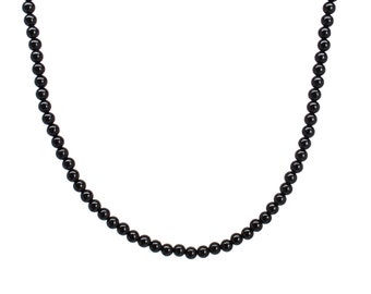 Collar de ónix negro, cuentas pequeñas de 3 mm, cierre de plata de ley, hecho a pedido de 14 a 42 pulgadas, collar negro para mujer