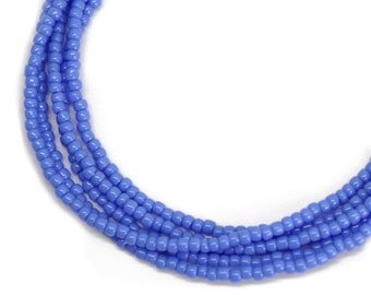 Periwinkle Blue Seed Bead Necklace, Thin 1.5mm Single Strand