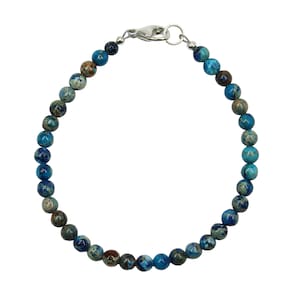 Blue Jasper Bracelet, Small 4mm Multi Color Blue Stone Bracelet