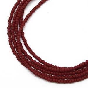 Matte Brown Seed Bead Necklace, Thin 1.5mm Single Strand, Chocolate Brown Necklace