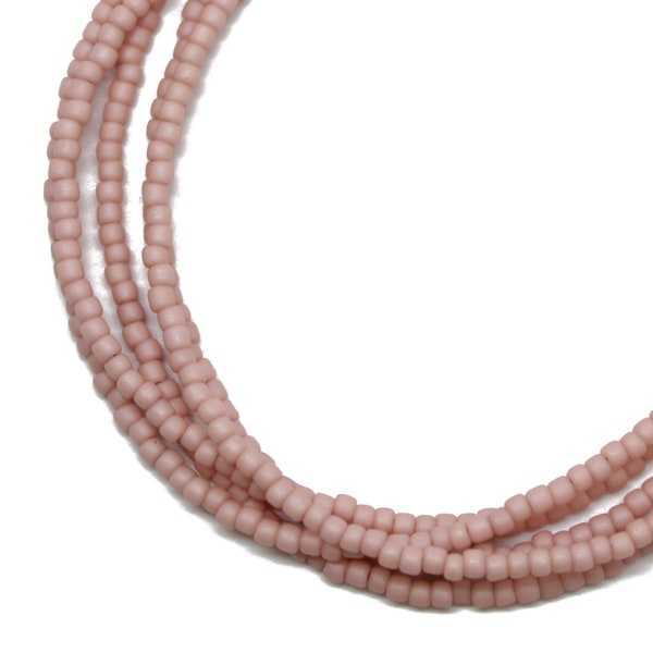 Pastel Pink Single Strand Seed Bead Necklace, Thin 1.5mm Opaque Pale Pink Beaded Necklace, Made to Order Choker to Long Lengths