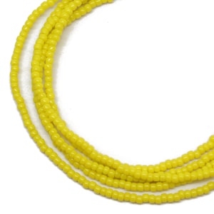 Gelbe Einzelstrang-Rocailles Perlenkette, dünne 1,5 mm undurchsichtige Löwenzahngelb-Perlenhalskette, auf Bestellung für lange Längen hergestellt