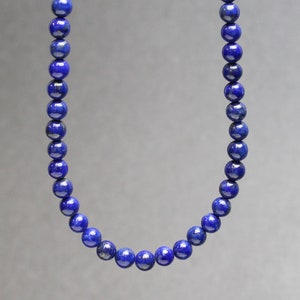 4mm Lapis Lazuli Bead Necklace Strand with Sterling Silver or Gold Filled Clasp, Genuine Lapis Necklace