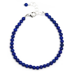 4mm Lapis Lazuli Bracelet Adjustable from 7&quot; to 8&quot;, Navy Blue Gemstone Bracelet, Lapis Bead Bracelet, Lapis Jewelry, Stacking Bracelet