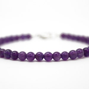 Amethyst Bracelet, Purple Bracelet, Amethyst Jewelry, Gemstone Jewelry, Amethyst Bead Bracelet, February Birthstone Gift image 1