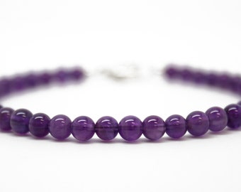 Amethyst Bracelet, Purple Bracelet, Amethyst Jewelry, Gemstone Jewelry, Amethyst Bead Bracelet, February Birthstone Gift