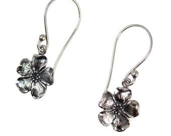 Sterling Silber Kirschblüte Ohrringe Floral Natur Schmuck Blume baumelt