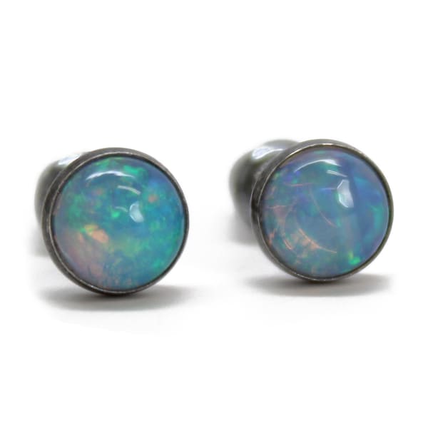 Genuine Ethiopian Opal and Diamond Silver Halo Earrings