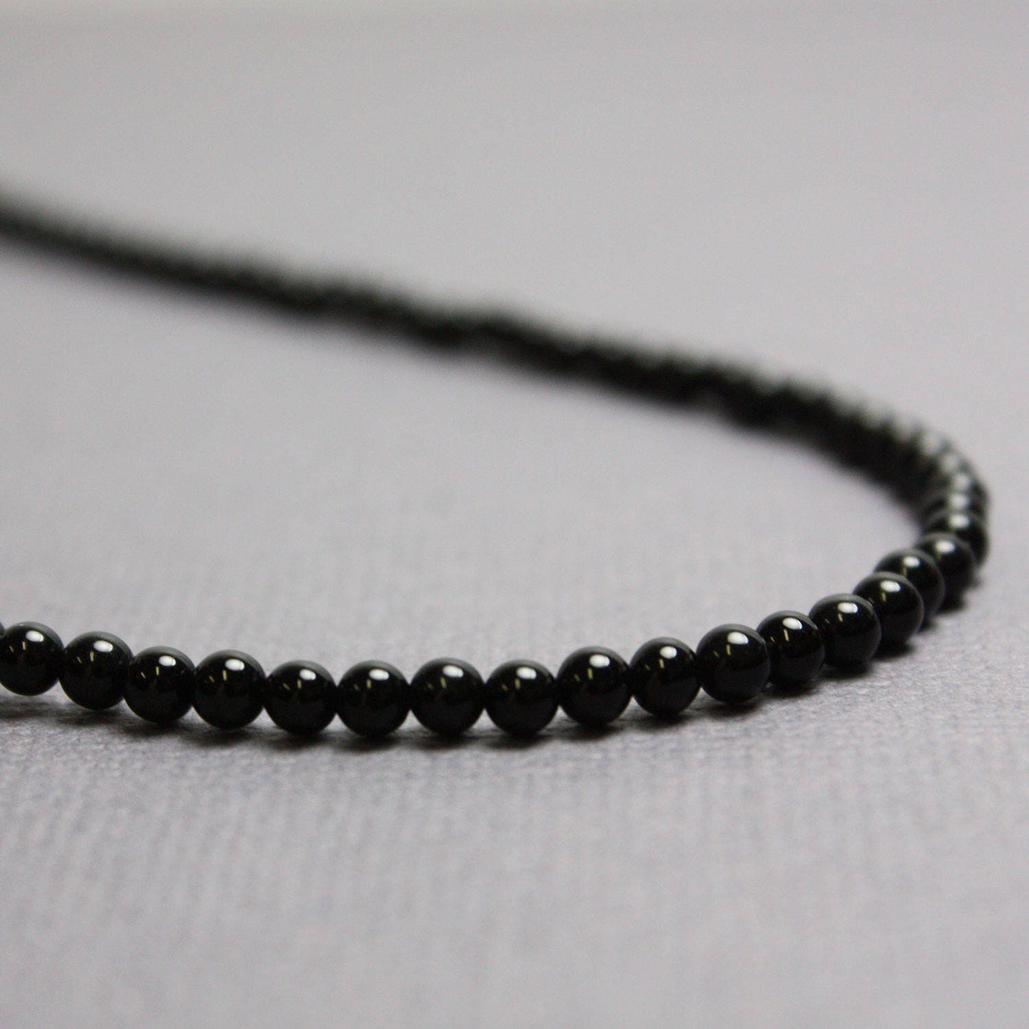 Onyx Necklace 3mm Black Onyx Necklace Black Necklace Onyx Etsy
