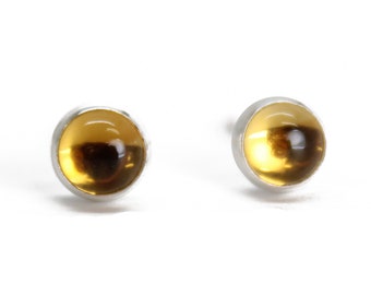 4mm Citrine Stud Earrings, November Birthstone Jewelry, Citrine Jewelry, Golden Honey Yellow Gemstone Studs