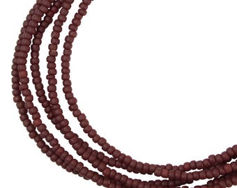 Matte Brown Seed Bead Necklace, Thin 1.5mm Single Strand, Chocolate Brown Necklace