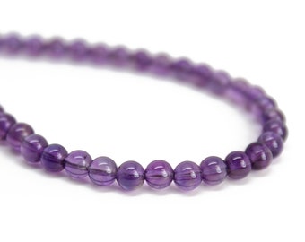 Amethyst Necklace, Small 4mm Amethyst Bead Necklace Strand, Purple Gemstone Necklace, February Birthstone Jewelry