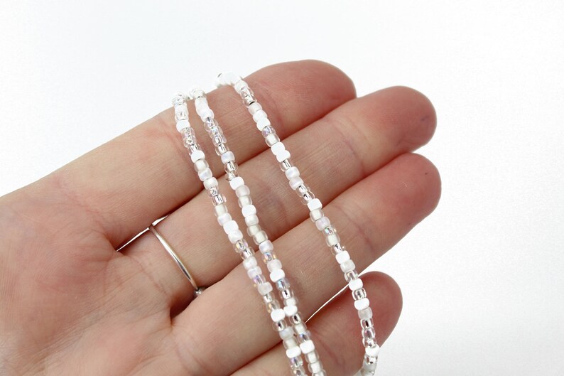 Classic Wedding White Seed Bead Necklace Thin 2mm Single Etsy