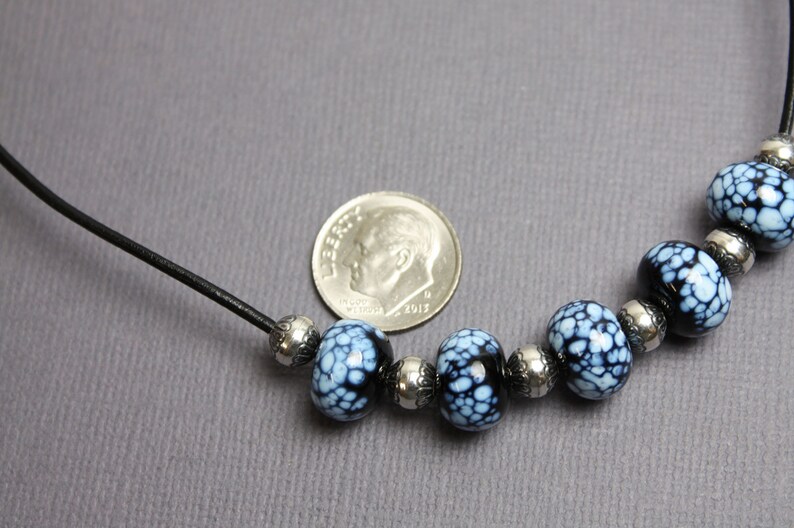 Black and Silver Necklace Bead Necklace Lampwork Necklace Glass Bead Necklace Black Beaded Necklace Black Jewelry Boho Necklace