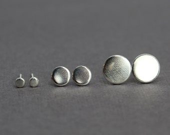 Sterling Silver Dot Studs, Recycled Silver Studs, Round Simple Everyday Stud Earrings
