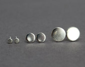 Sterling Silver Dot Studs, Recycled Silver Studs, Round Simple Everyday Stud Earrings
