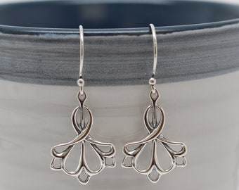 Sterling Silver Filigree Dangle Earrings, Elegant Sterling Silver Earrings, Gift Idea for Women, Boho Silver Earrings