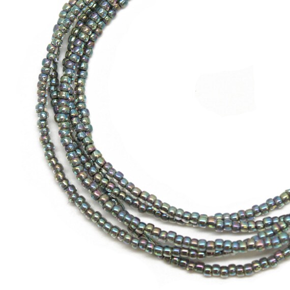 Grey Seed Bead Necklace Grey Bead Necklace Grey Necklace Etsy