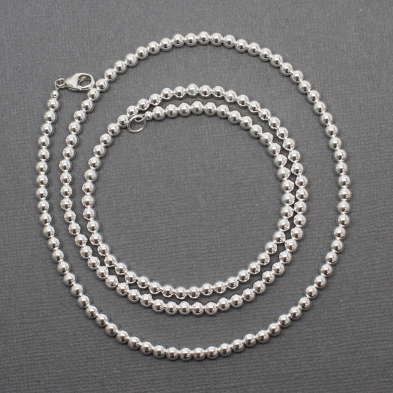 4mm Sterling Silver Bead Necklace