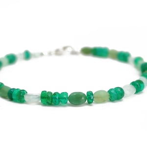 Green Ethiopian Opal and Chrysoprase Bracelet, Green Gemstone Bracelet