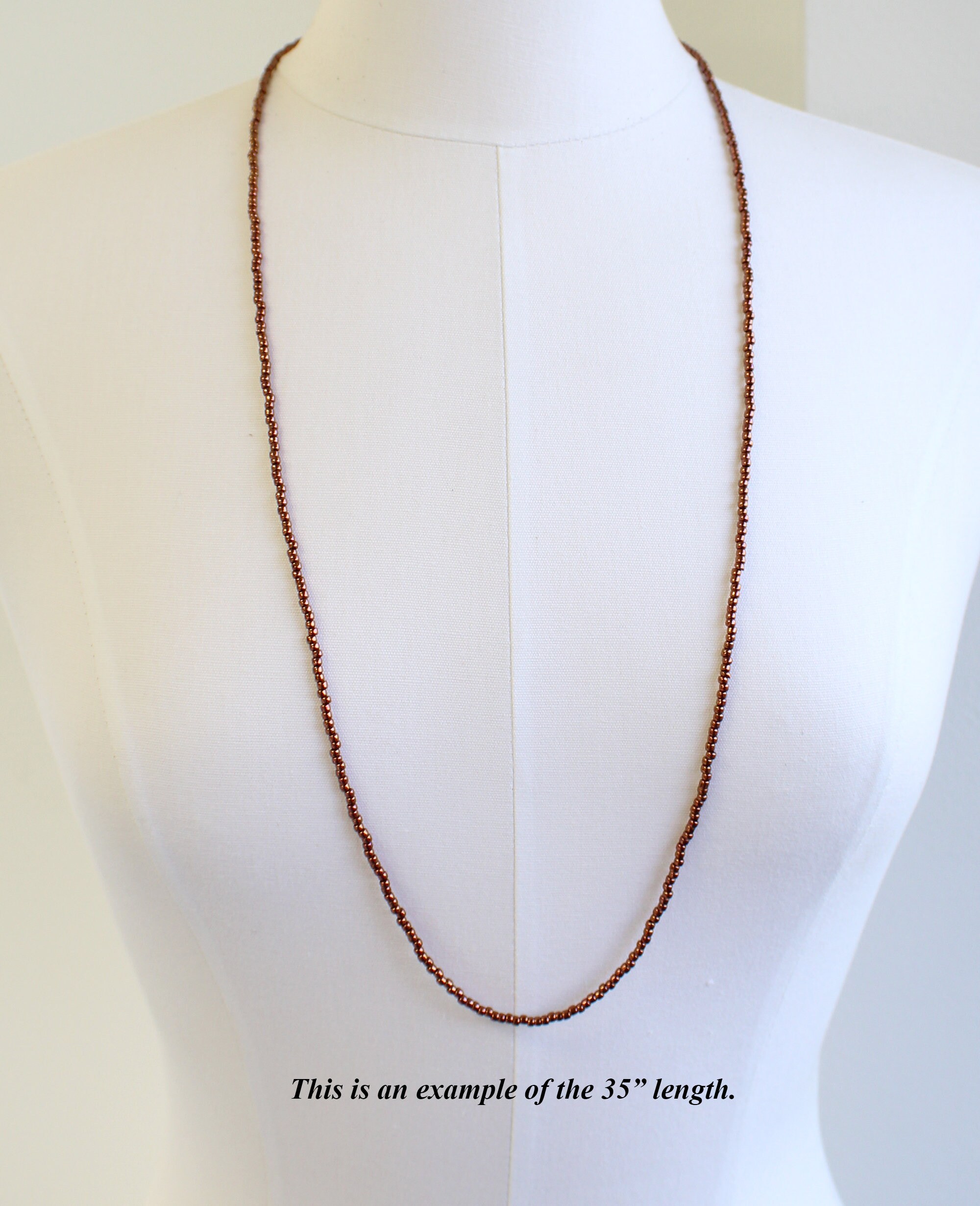 Copper Seed Bead Necklace Long Copper Seed Bead Necklace Etsy