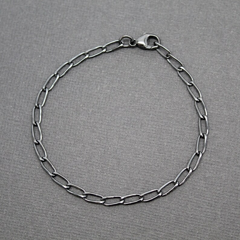 Sterling Silver Chain Link Bracelet Hammered Elongated Oval Etsy
