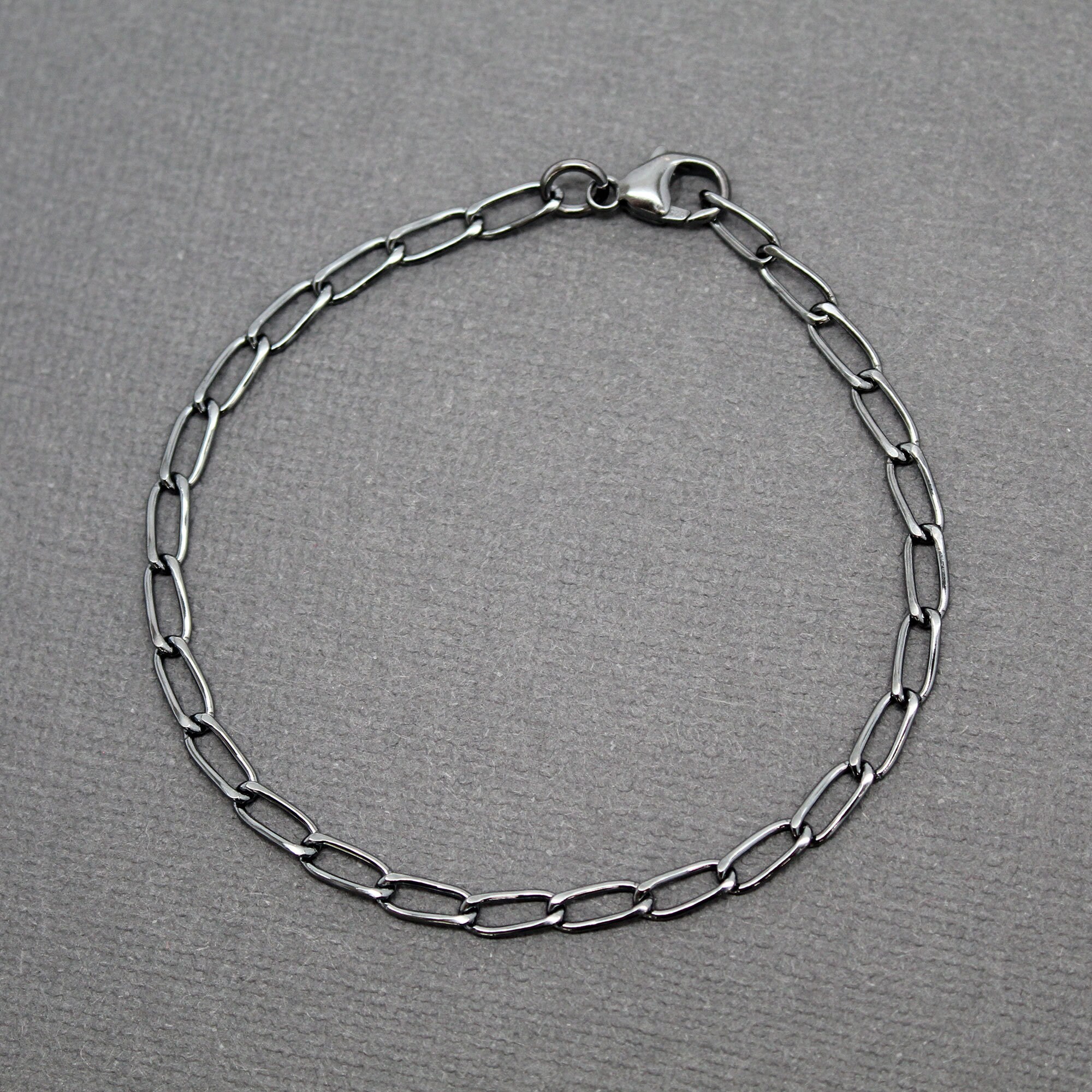 Sterling Silver Chain Link Bracelet Hammered Elongated Oval Etsy
