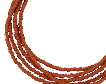 Terra Cotta Brown Seed Bead Necklace, Thin 1.5mm Single Strand Matte Brown Beaded Necklace, Made to Order Long to Choker