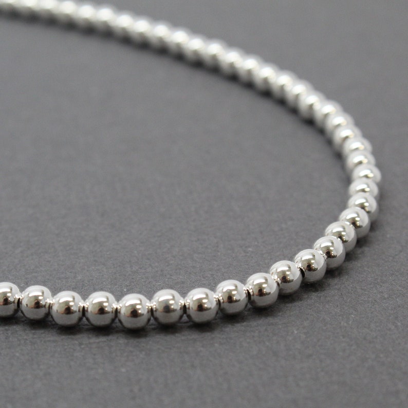 4mm Sterling Silver Bead Necklace